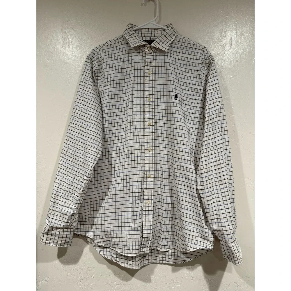 Polo Ralph Lauren Mens Classic Fit Tattersall Check Button Down Shirt Size Large